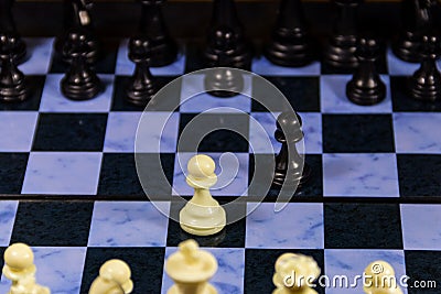 Starting game of chess on chessboard. Game concept Stock Photo