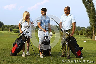 Starting game on golf course Stock Photo