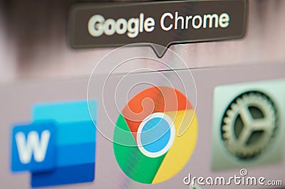 Starting google chrome application on computer Editorial Stock Photo