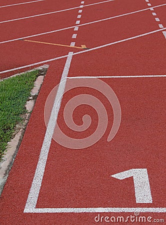 Starting line of the raceway Stock Photo