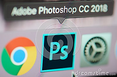 Starting photoshop application on computer Editorial Stock Photo