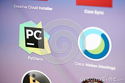 Starting PyCharm programmer app Editorial Stock Photo