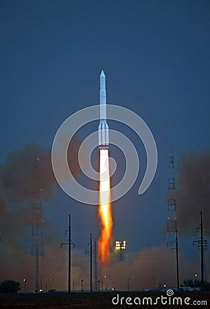 Starting rocket Proton Stock Photo