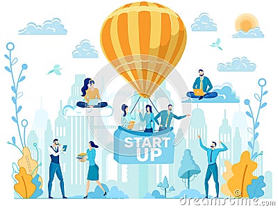 Starting Successful Startup Flat Vector Concept Stock Photo