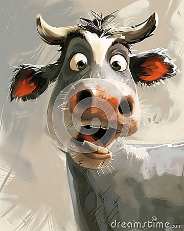 Startled French Hillbilly Cow: The Surprising Expression of a Bi Stock Photo