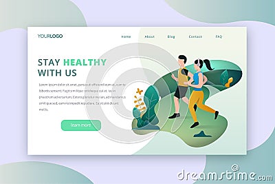 Outdoor activity landing page Cartoon Illustration