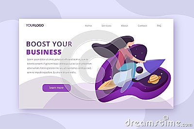 Business booster landing page Cartoon Illustration