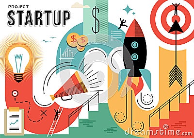 Startup business project concept illustration Vector Illustration