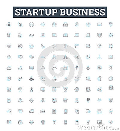 Startup business vector line icons set. Venture, Launch, Incubate, Fund, Innovate, Entrepreneur, Invest illustration Vector Illustration