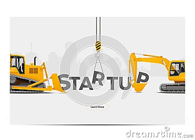 Startup Creation Building Construction Development. Vector Illustration. Vector Illustration