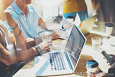 Startup Diversity Teamwork Brainstorming Meeting Concept.Business Team Coworker Global Finance Strategy Laptop.People Stock Photo