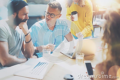 Startup Diversity Teamwork Brainstorming Meeting Concept.Business Team Coworker Global Sharing Economy Laptop.People Stock Photo