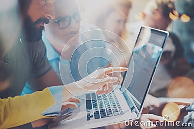 Startup Diversity Teamwork Brainstorming Meeting Concept.Business Team Coworker Global Sharing Economy Laptop.People Stock Photo