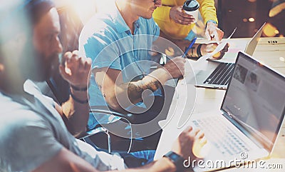 Startup Diversity Teamwork Brainstorming Meeting Concept.Business Team Coworker Global Sharing Economy Laptop.People Stock Photo