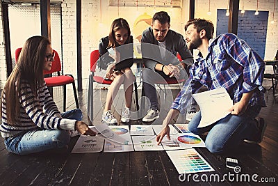 Startup Diversity Teamwork Brainstorming Meeting Concept.Business Team Coworker Global Sharing Economy Laptop.People Stock Photo