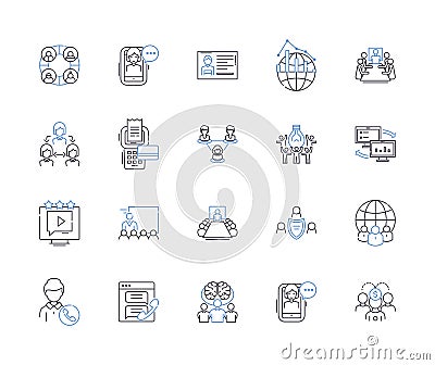 Startup Ecosystems outline icons collection. Incubators, Accelerators, Seed, Funding, Mentoring, VCs, Angel vector and Vector Illustration