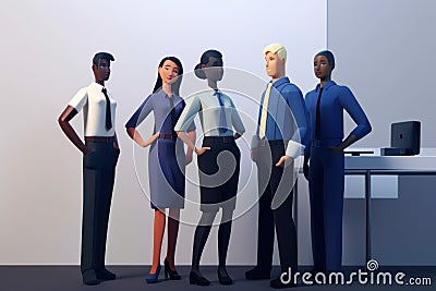 Startup or Enterprise Ready for Work with Business Diversity Team Clipart, Low Poly Style - Generative AI Cartoon Illustration