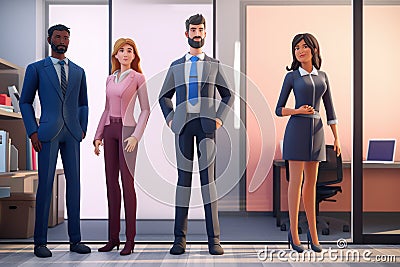 Startup or Enterprise Ready for Work with Business Diversity Team Clipart, Low Poly Style - Generative AI Cartoon Illustration
