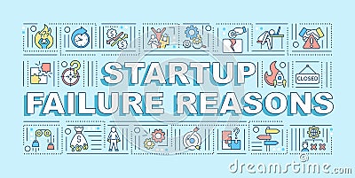 Startup failure reasons word concepts banner Vector Illustration