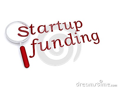 Startup funding with magnifiying glass Stock Photo