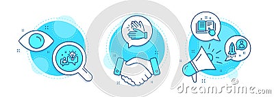 Startup, Idea and Technical documentation icons set. Clapping hands sign. Developer, Solution, Manual. Clap. Vector Vector Illustration