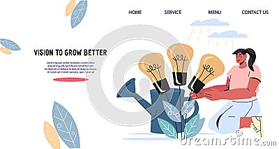 Startup launching idea and business vision concept for website or landing page, flat vector. Vector Illustration