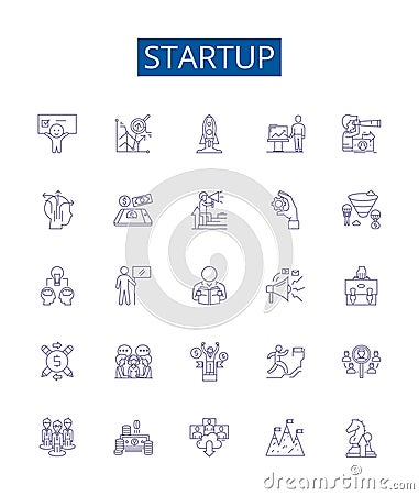 Startup line icons signs set. Design collection of Entrepreneur, Founding, Launch, Business, Innovate, Enterprise Vector Illustration