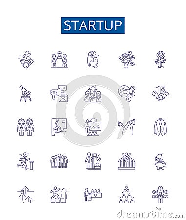 Startup line icons signs set. Design collection of Entrepreneur, Founding, Launch, Business, Innovate, Enterprise Vector Illustration