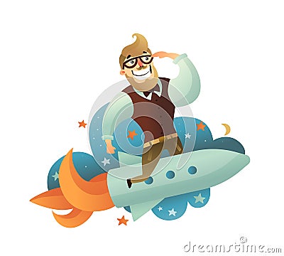 Startup Man Composition Vector Illustration