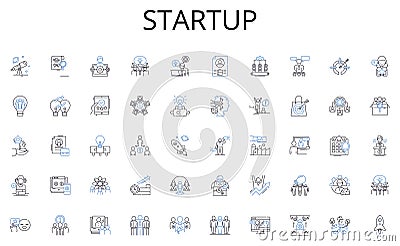 Startup line icons collection. Dedicated, Experienced, Personable, Passionate, Skilled, Adaptable, Reliable vector and Vector Illustration