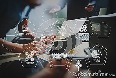 StartUp Programming Team. Website designer working digital table Stock Photo