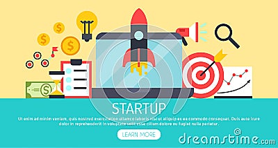 Startup project strategy set of banners vector illustration. Digital marketing, srartup planning analytics. Achieving Vector Illustration