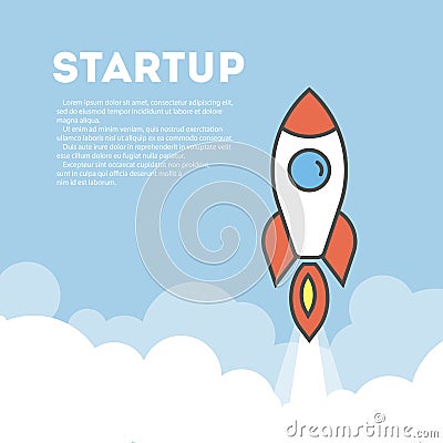 Startup rocket concept. Vector Illustration