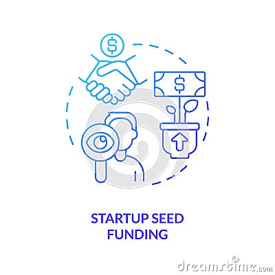 Startup seed funding blue gradient concept icon Vector Illustration