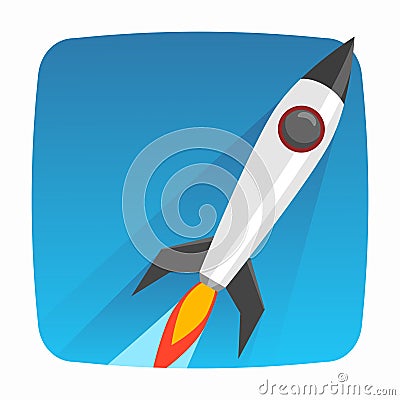 Rocket launch icon flat syle with long shadow flat style Vector Illustration