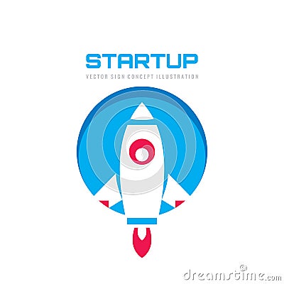Startup - vector logo template concept illustration. Abstract rocket creative sign. Spaceship symbol. Design element Vector Illustration