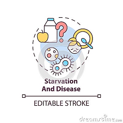 Starvation and disease concept icon Vector Illustration