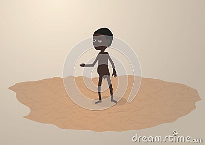 Starving boy Vector Illustration