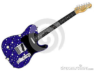 Stary Night Electric Guitar Vector Illustration