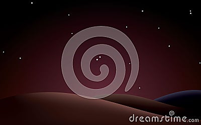 Stary night hill landscape vector illustration Vector Illustration