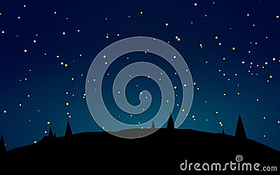 Stary night landscape vector illustration Vector Illustration