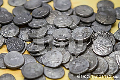 Stash of ancient Celtic coins Stock Photo