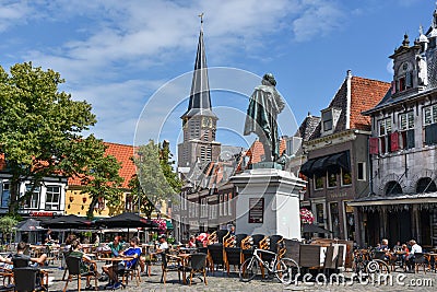 Stastue of Jan Pieterz Coen in the center of historic Hoorn, Holland Editorial Stock Photo