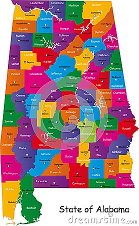 State of Alabama Cartoon Illustration