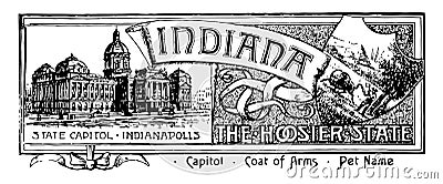 The state banner of Indiana the Hoosier state vintage illustration Vector Illustration