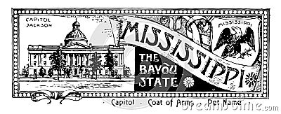 The state banner of Mississippi the bayou state vintage illustration Vector Illustration