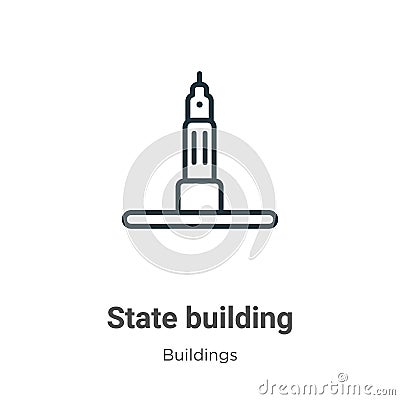 State building outline vector icon. Thin line black state building icon, flat vector simple element illustration from editable Vector Illustration