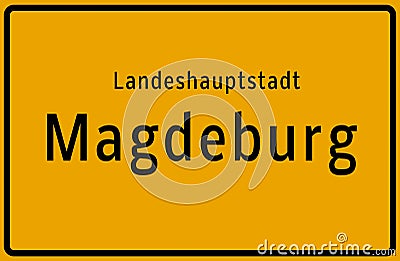 State capital Magdeburg Place-name sign Stock Photo