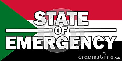 State of Emergency on Sudan Flag Stock Photo