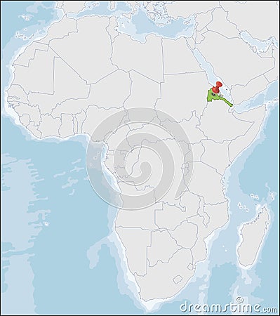 State of Eritrea location on Africa map Vector Illustration
